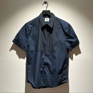 Black and Navy Short Sleeve Button Up